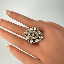 Fine Victorian Moissanite Polki Ring/Adjustable Ring/Indian Ring/Pakistani/Punjabi/Indian Jewelry/Bollywood/Statement ring, Cocktail Ring