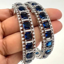 Sapphire Silver Diamond Openable Bangles/CZ Bangles/Indian bangles/Bridal bangles/Bracelet/Indian Wedding Jewelry/CZ bangle/wedding bangles