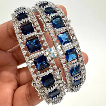 Sapphire Silver Diamond Openable Bangles/CZ Bangles/Indian bangles/Bridal bangles/Bracelet/Indian Wedding Jewelry/CZ bangle/wedding bangles