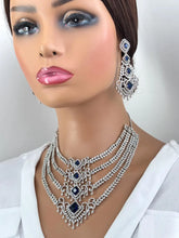 Blue American Diamond necklace/American Diamond/CZ Stones Necklace Set/Elegant/Unique Jewelry/Indian/Pakistani/Bollywood/Indian Wedding