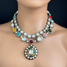 Multi Victorian CZ Stone Necklace/Sabyasachi Necklace/Kundan Jewelry Set/Indian wedding collection/Bridal Necklace/Pakistani Jewelry