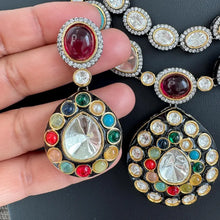 Multi Victorian CZ Stone Necklace/Sabyasachi Necklace/Kundan Jewelry Set/Indian wedding collection/Bridal Necklace/Pakistani Jewelry