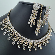 Gold Dual Tone Cz Diamond necklace/Delicate CZ Stones Necklace/Elegant/Unique Jewelry/Indian/Pakistani/Bollywood/Indian Wedding/Bridal
