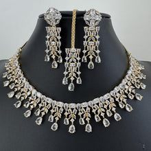 Gold Dual Tone Cz Diamond necklace/Delicate CZ Stones Necklace/Elegant/Unique Jewelry/Indian/Pakistani/Bollywood/Indian Wedding/Bridal