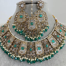 RamaGreen Antique Polki Kundan necklace set/Reverse Ad Necklace/Statement necklace/Indian/Punjabi Necklace/Pakistani Jewelry/Bridal necklace