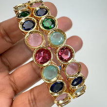 Navratan Cubic Zirconia Classic Bangles With Gold Plating/Bridal bangles/Antique bangles/Multi Stones Banngles\Indian wedding bangles\Gift