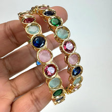 Navratan Cubic Zirconia Classic Bangles With Gold Plating/Bridal bangles/Antique bangles/Multi Stones Banngles\Indian wedding bangles\Gift