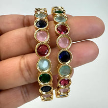 Navratan Cubic Zirconia Classic Bangles With Gold Plating/Bridal bangles/Antique bangles/Multi Stones Banngles\Indian wedding bangles\Gift