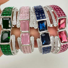 Cz diamond openable bracelet one size fit to sizes 2.4 and 2.6, single broad diamond bangle bracelet, bridesmaid gift
