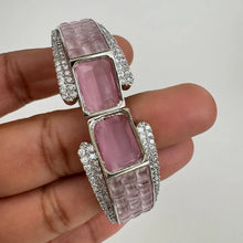 Cz diamond openable bracelet one size fit to sizes 2.4 and 2.6, single broad diamond bangle bracelet, bridesmaid gift