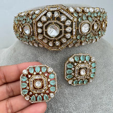 Deepika Padukone inspired Mint Green Victorian Moissanite Choker, Designer Indian Jewelry Sabyasachi Bridal Necklace Bollywood Celebrity