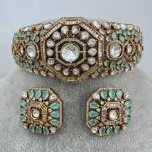 Deepika Padukone inspired Mint Green Victorian Moissanite Choker, Designer Indian Jewelry Sabyasachi Bridal Necklace Bollywood Celebrity