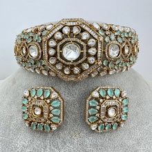 Deepika Padukone inspired Mint Green Victorian Moissanite Choker, Designer Indian Jewelry Sabyasachi Bridal Necklace Bollywood Celebrity
