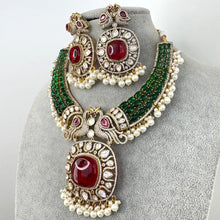 Raveena Tandon inspired Rubygreen Premium Moissanite Polki Doublet Victorian Necklace/Sabyasachi/Indian/Bollywood/Celebrity/PakistaniWedding