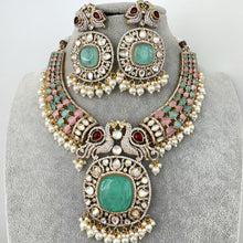 Raveena Tandon inspired MintPink Premium Moissanite Polki Doublet Victorian Necklace/Sabyasachi/Indian/Bollywood/Celebrity/Pakistani wedding