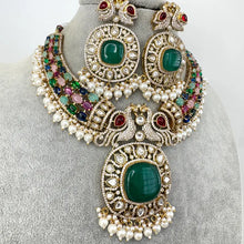 Raveena Tandon inspired Navratan Premium Moissanite Polki Doublet Victorian Necklace/Sabyasachi/Indian/Bollywood/Celebrity/Pakistani wedding