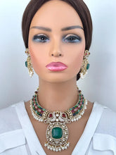 Raveena Tandon inspired Navratan Premium Moissanite Polki Doublet Victorian Necklace/Sabyasachi/Indian/Bollywood/Celebrity/Pakistani wedding
