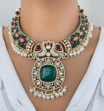 Raveena Tandon inspired Navratan Premium Moissanite Polki Doublet Victorian Necklace/Sabyasachi/Indian/Bollywood/Celebrity/Pakistani wedding
