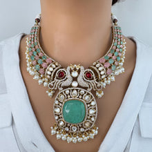 Raveena Tandon inspired MintPink Premium Moissanite Polki Doublet Victorian Necklace/Sabyasachi/Indian/Bollywood/Celebrity/Pakistani wedding