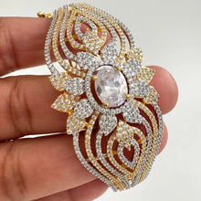 CZ Diamond Gold 2-Tone Plated Bracelet/High-quality CZ Openable bracelet/Indian Jewelry/statement Kada/bridesmaid gift/Fit Sizes 2.2,2.4,2.6