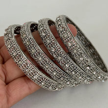 Oxidized Silver Bangles(4 Pc)/German Silver/Black Metal/Boho/Tribal/Indian Jewelry/Pakistani Jewelry/Oxidized Bangles
