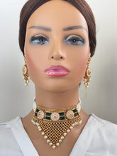 Ruby Green Pearl CZ diamond Gold Choker Necklace, Rajwadi choker, South Indian Jewelry, Indian Wedding Jewelry, Indian Pakistani