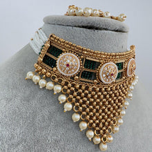 Ruby Green Pearl CZ diamond Gold Choker Necklace, Rajwadi choker, South Indian Jewelry, Indian Wedding Jewelry, Indian Pakistani