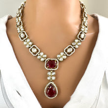 Ruby Red Kundan Necklace Set/ Indian Kundan Set/ Bollywood Jewelry/ Indian jewelry/Pakistani necklace/punjabi necklace/bridal/indian wedding