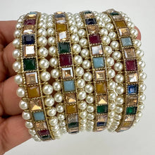 Set of 4 Navratan bangles Antique Polki Kundan Bangles 4Pc Indian bangles Punjabi Pakistani Bridal bangles for Wedding Jewelry