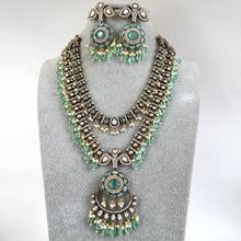 Mint Premium Quality Victorian Moissanite Polki Kundan Necklace/Statement Long Set/Semi Precious/Rani Haar/Indian wedding/Bridal Collection