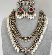 Navratan Premium Quality Victorian Moissanite Polki Kundan Necklace/Statement Long /Semi Precious/Rani Haar/Indian wedding/Bridal Collection