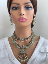 Mint Premium Quality Victorian Moissanite Polki Kundan Necklace/Statement Long Set/Semi Precious/Rani Haar/Indian wedding/Bridal Collection