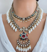Navratan Premium Quality Victorian Moissanite Polki Kundan Necklace/Statement Long /Semi Precious/Rani Haar/Indian wedding/Bridal Collection