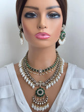 Green Premium Quality Victorian Moissanite Polki Kundan Necklace/Statement Long /Semi Precious/Rani Haar/Indian wedding/Bridal Collection