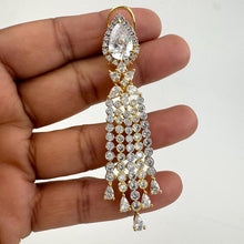 2 Tone Gold American Diamond earrings/Indian Jewelry/Pakistani Jewelry/Indian CZ earrings/AD earrings/Statement earrings/Gift for her