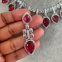 Ruby Silver CZ Diamond necklace/Diamond/CZ Stones Necklace Set/Elegant/Unique Jewelry/Indian/Pakistani/Bollywood/Indian Wedding/Bridal