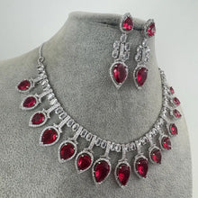 Ruby Silver CZ Diamond necklace/Diamond/CZ Stones Necklace Set/Elegant/Unique Jewelry/Indian/Pakistani/Bollywood/Indian Wedding/Bridal