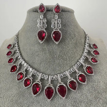 Ruby Silver CZ Diamond necklace/Diamond/CZ Stones Necklace Set/Elegant/Unique Jewelry/Indian/Pakistani/Bollywood/Indian Wedding/Bridal