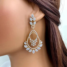 2 Tone Gold American Diamond earrings/Indian Jewelry/Pakistani Jewelry/Indian CZ earrings/AD earrings/Statement earrings/Gift for her