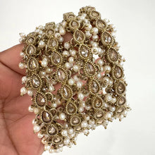 Restocked Bollywood Style Polki Kundan antique finish Pearl Bangles (4pcs) Punjabi Pearl bangles/Bridal bangles/wedding jewelry/pakistani