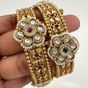 RubyGreen Antique Gold Openable Bangles Pair,Amrapali bangles,Rajwadi Antique bangles, Temple Jewelry, South Indian bangles, Bridal Bangles