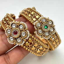 RubyGreen Antique Gold Openable Bangles Pair,Amrapali bangles,Rajwadi Antique bangles, Temple Jewelry, South Indian bangles, Bridal Bangles