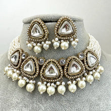White Pearl Kundan necklace set/Kundan Choker Necklace/Statement necklace/Indian/Punjabi Necklace/Pakistani Jewelry/Bridal necklace