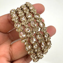 Set of 4 Polki Kundan antique finish Bangles Set mix Sizes Punjabi Pearl bangles Set/Bridal bangles/Antique bangles/Polki Reverse AD bangles