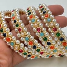 Navratan Pearl Bangles Set(4 Pc)/Pearl bangles/Stones bangles/Indian bangles/Punjabi Pearl bangles Set/Bridal bangles/wedding jewelry
