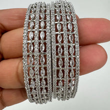 Set of 2 Silver CZ Diamond Bangles/CZ Bangles/Bracelet/Indian Party Bangles/CZ stone bangle/Indian wedding/bridal jewelry/Pakistani