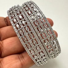 Set of 2 Silver CZ Diamond Bangles/CZ Bangles/Bracelet/Indian Party Bangles/CZ stone bangle/Indian wedding/bridal jewelry/Pakistani
