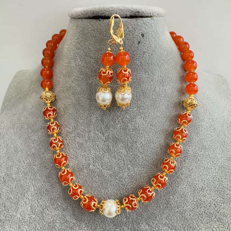 Antique Mala Necklace With Gold Plating, Antique necklace, Indian Jewelry, Pakistani Jewelry, Pearl Beads Mala Necklace, Gift for her