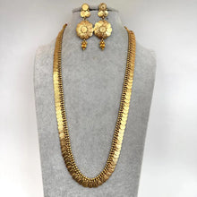 Antique Gold Long Necklace/Indian Necklace/South Indian Necklace/Long Necklace/ Indian Jewelry/Kasu mala/ long Haram