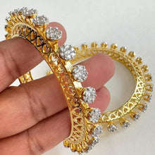 Bridal Dual tone Cz diamond bangles 2pcs/CZ Bangles/Bracelet/Indian Party Bangles/CZ stone bangle/Indian wedding/bridal jewelry